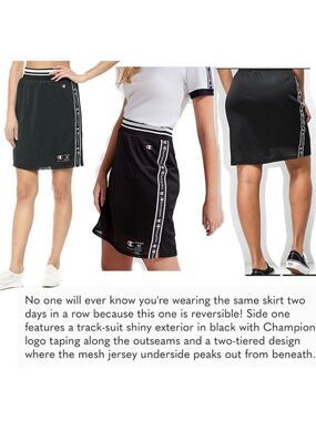 CHAMPION Black Mesh reversible Track Skirt Sz S